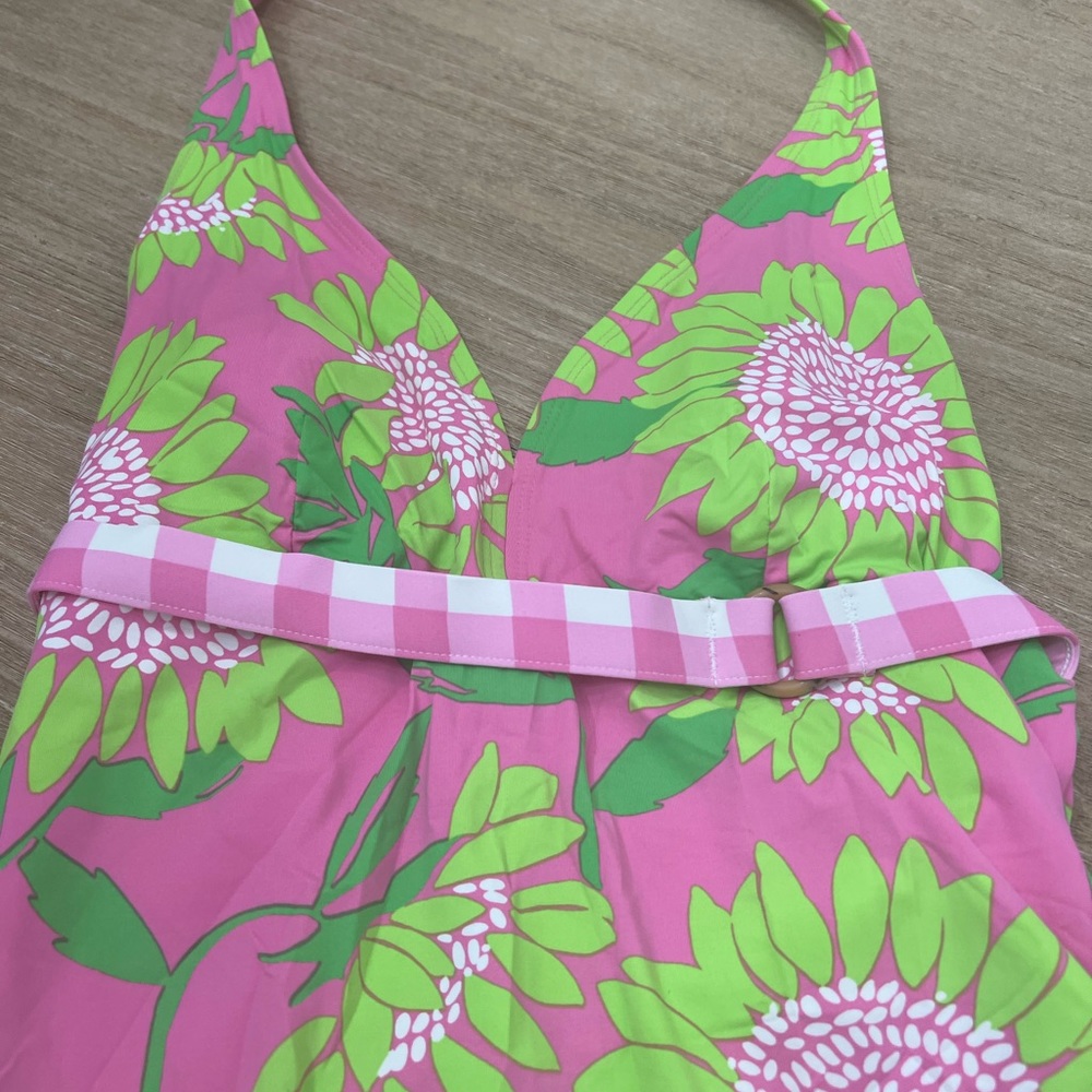 Lilly Pulitzer belted halter pink one piece swimsuit size 10 - Picture 2 of 7